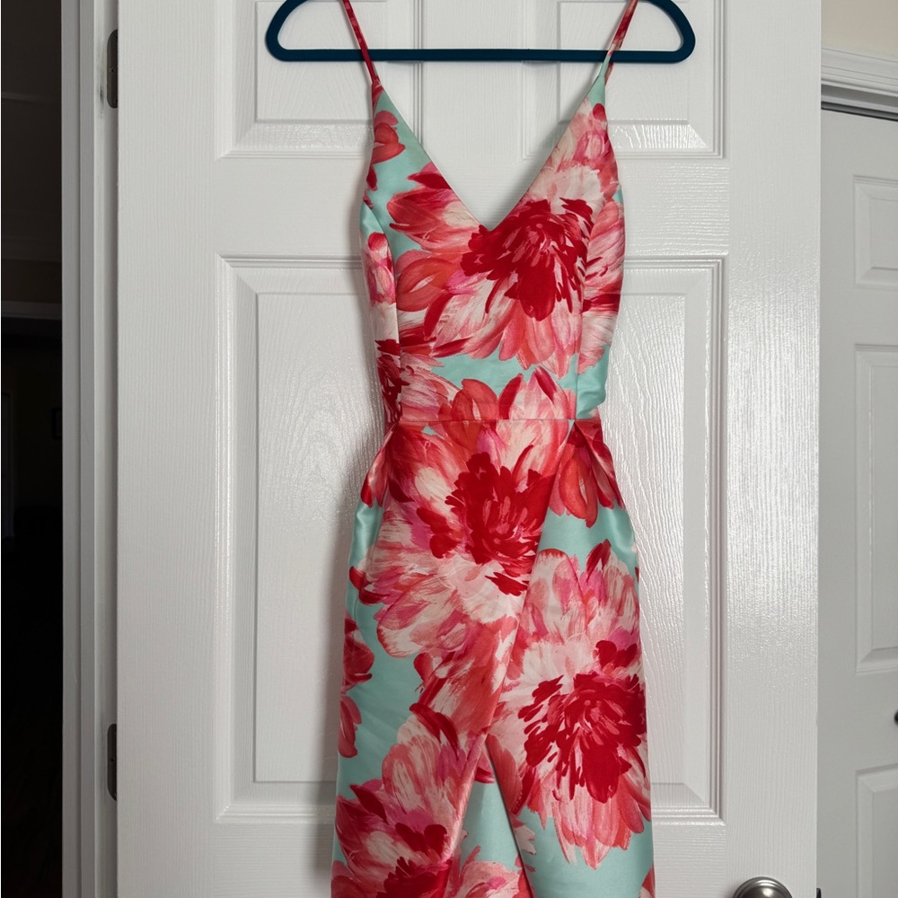 I.N. San Francisco Red and Pink Floral Midi Dress
